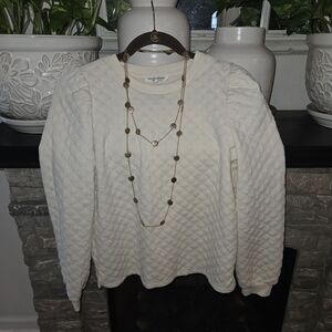 Workshop Republic Clothing Cream Quilted Sweatshirt